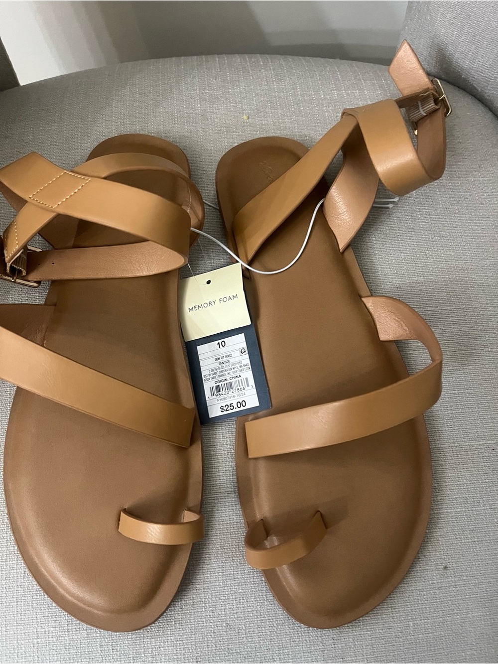 Universal Thread Cognac Strappy Memory Foam Sandals